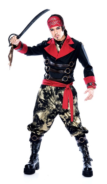  Pirata Jaqueta preta e vermelho